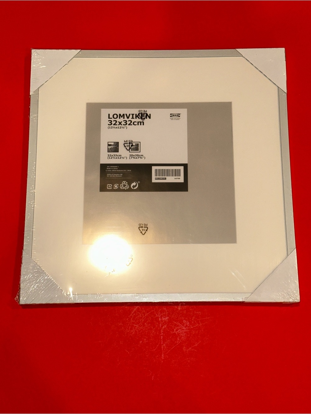 IKEA LOMVIKEN Silver Picture Frame 32X32 cm 12 ½X12 ½ " White Mat 203.358.51 NEW